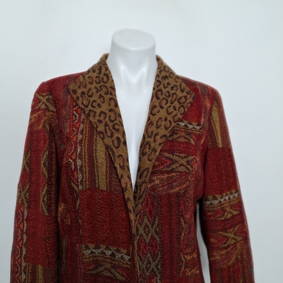 Coldwater Creek Multicolor Tapestry Animal Print Indie Sleaze Jacket Size PL - Picture 2 of 15